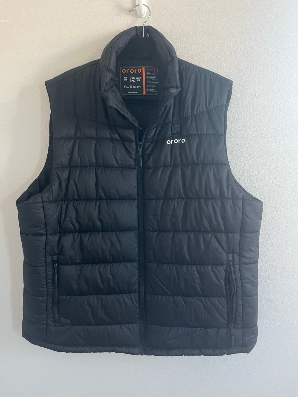 Ororo Men's XXL Black Heated Puffer Vest Quilted Winter Warmer Comfort Layer